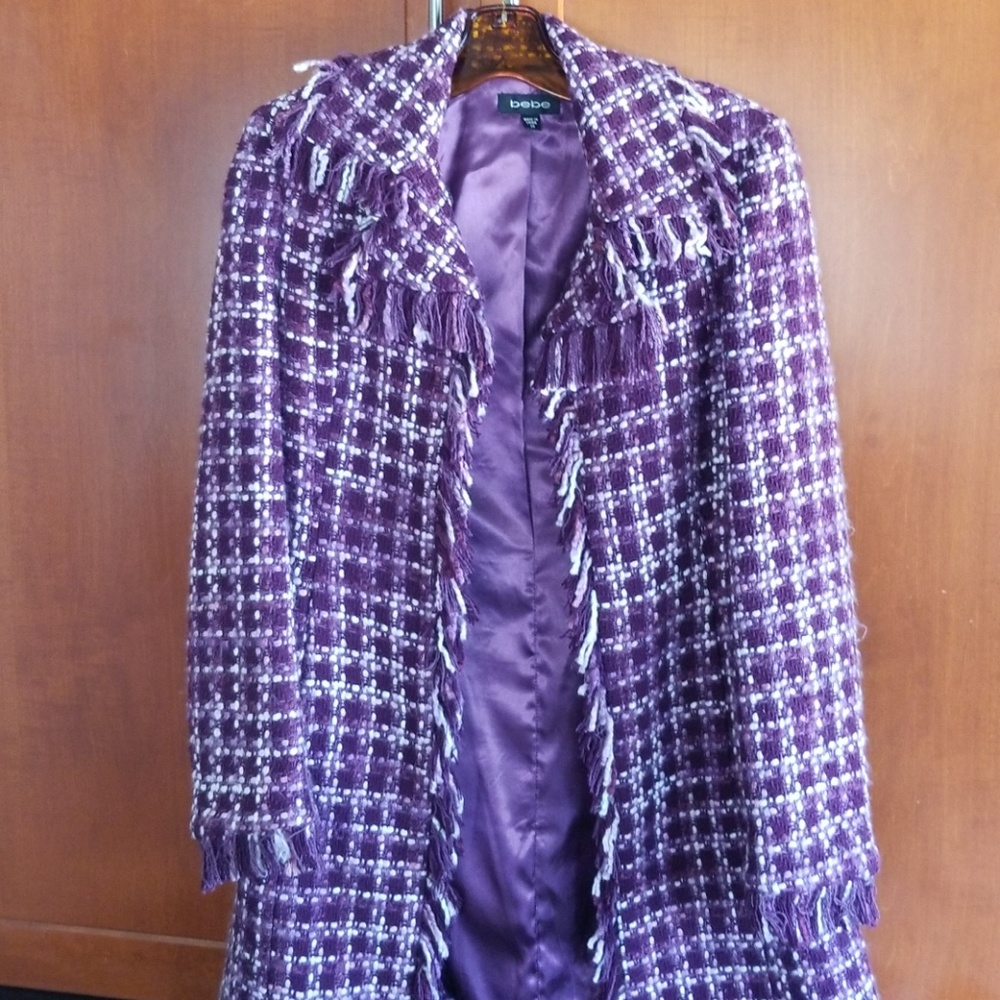Bebe purple lined twill coat